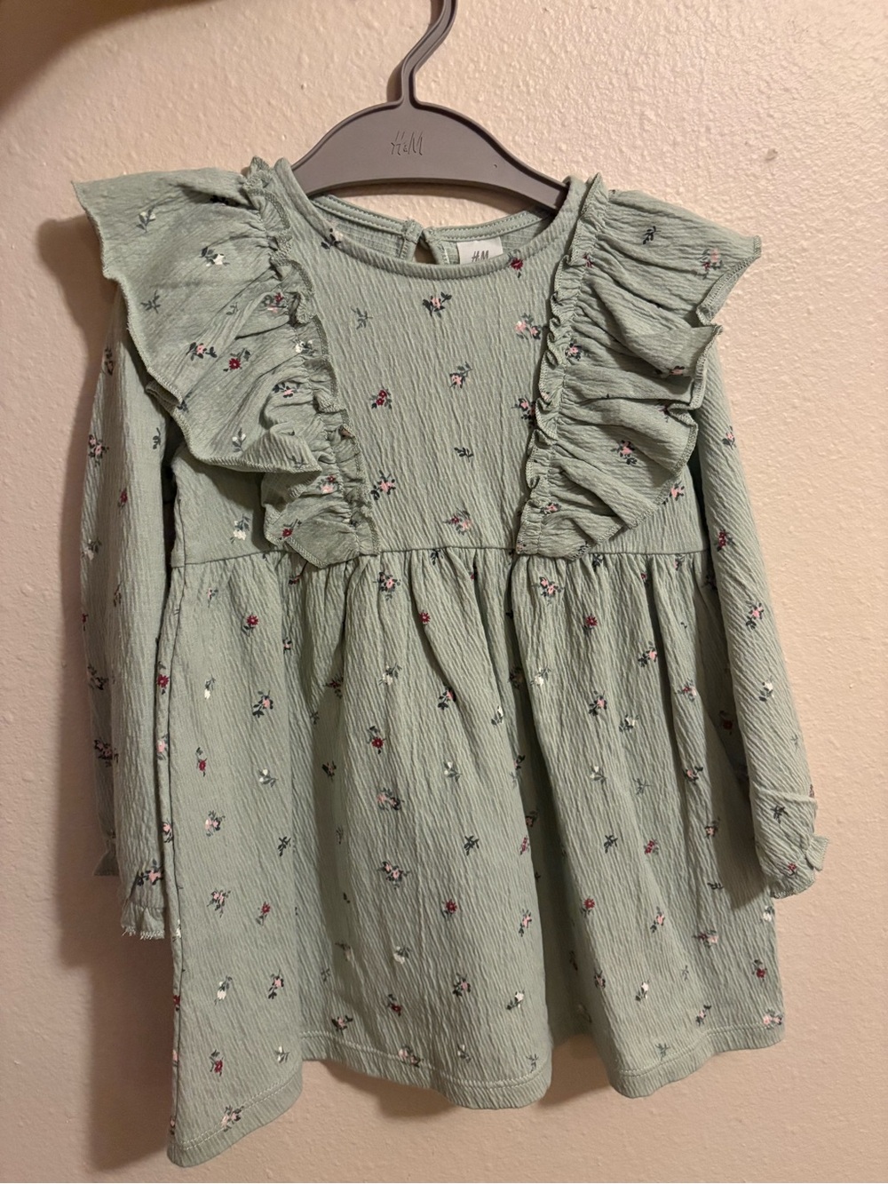 H&M Mint Green Floral Ruffle Dress